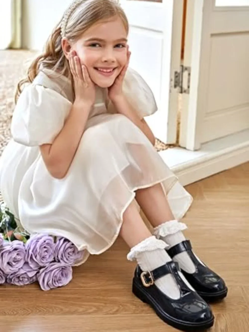 Girls Mary Jane Dress Shoes Platform Loafers School Uniform Chunky Heel T-Strap